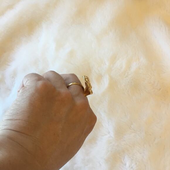 Gold Lily Crystal Statement Cocktail Ring - Picture 12 of 13